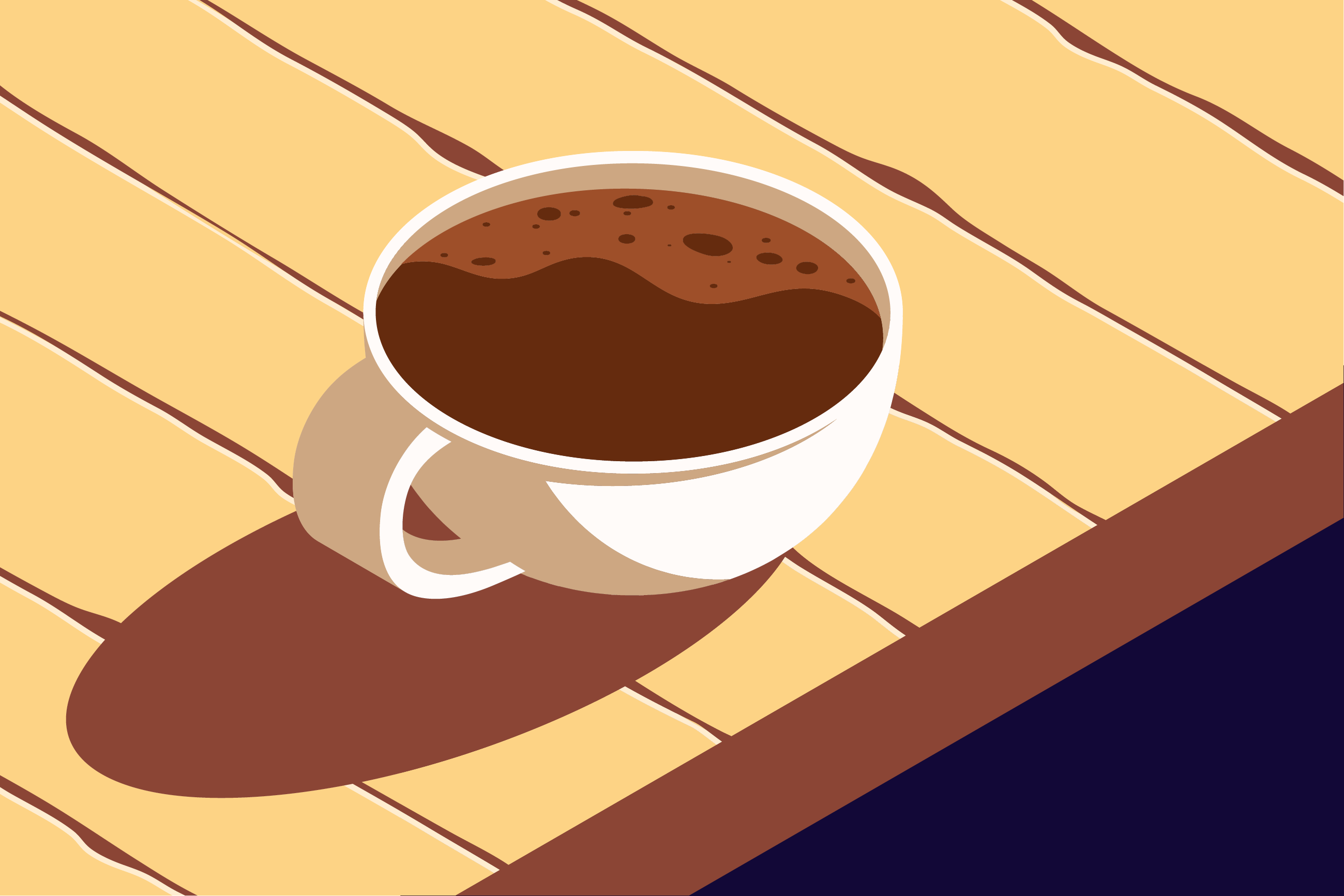 A coffee cup on a wooden table